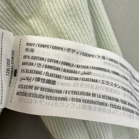 Abercrombie & Fitch Mint Green Ribbed Polo Long Sleeve Cropped Top Size Small‎ - Picture 8 of 11